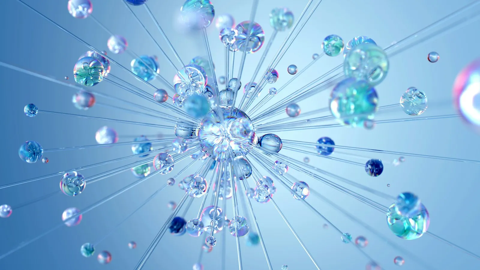 Abstract render of glowing spheres connected like a network