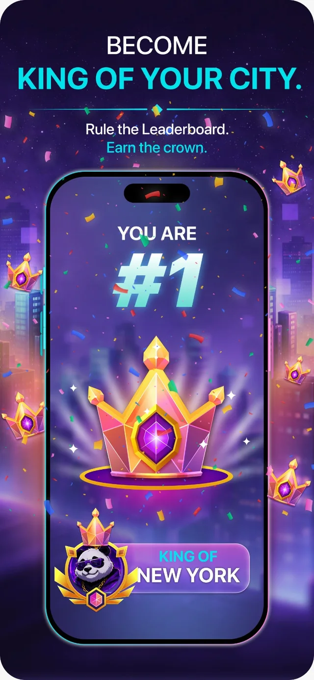 Placix leaderboard screen: Become king of your city
